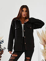 Куртка - рубашка шубка женская меховая ТЕДДИ Ткань букле Тедди барашек Размер 42,44,46,48