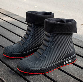 Утеплені чоловічі гумові матові черевики осінь-зима, 40 - 45
