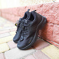 Salomon мужские термо кроссовки черные на шнурках.Утепленные черные мужские комбинированные кроссовки зимние