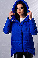 Куртка жіноча демісезонна подовжена з капюшоном — 014 колір електрик