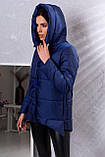 Куртка жіноча демісезонна подовжена з капюшоном — 014 колір електрик, фото 6