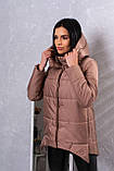 Куртка жіноча демісезонна подовжена з капюшоном — 014 колір моко, фото 3