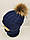 Дитячі польські зимові в'язані шапки на флісі з зав'язками оптом для хлопців, р.50-52, Agbo, фото 3