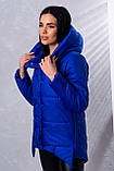 Куртка жіноча демісезонна подовжена з капюшоном — 014 синій колір, фото 6