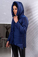 Куртка жіноча демісезонна подовжена з капюшоном — 014 синій колір