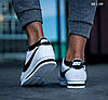 Чоловічі кросівки Nike Cortez White Black  Кеди Найк Кортез білі з чорним знаком шкіра демісезон, фото 6