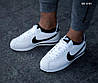 Чоловічі кросівки Nike Cortez White Black  Кеди Найк Кортез білі з чорним знаком шкіра демісезон, фото 7