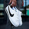 Чоловічі кросівки Nike Cortez White Black  Кеди Найк Кортез білі з чорним знаком шкіра демісезон, фото 10