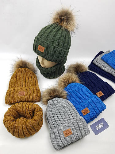 Подростковые вязаные шапки оптом на флисе для мальчиков, р.52-54, Agbo ...