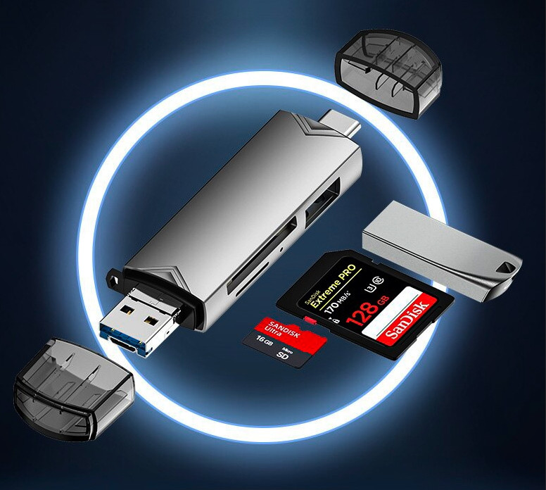 Картридер USB 3,0 6 в 1, тип диска C/Micro Usb/TF/Sd