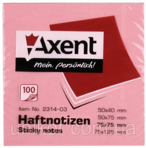 Блок post-it 75*75 мм, 100 аркушів, пастельний червоний. AXENT