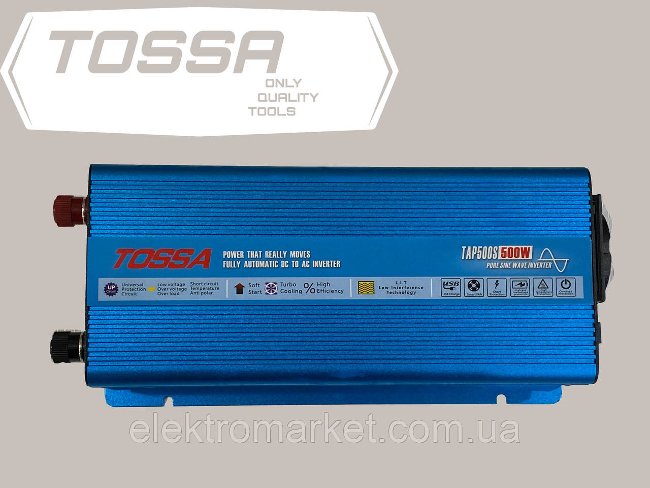 Перетворювач напруги (інвертор) Чистий синус 12-220V 500W Tossa TAP500S