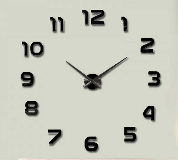 Часы настенные 3D "DIY CLOCK" черные от 50 до 70см (ZH521-B) - фото 1 - id-p1969375161