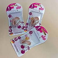 Соска пустушка Nip "Вишенька" кругла латекс від 0-6 місяців персиковий колір