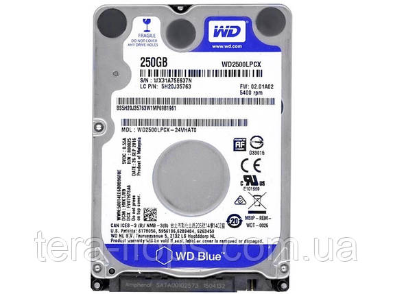 Жорсткий диск WD Blue 250GB 2.5" (WD2500LPCX) Б/В (TF), фото 2