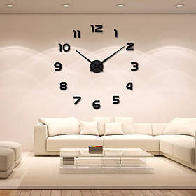 Великий годинник-наклейки настінний 3D "DIY" від 70 до 150 см колір чорний (8516-016) (MZH 021-B)