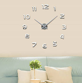 Великий годинник - наклейки настінні 3D "DIY" від 70 до 150 см колір срібла (8516-016) (MZH 021-S)