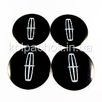 Наклейки для колпачков на диски Lincoln черные/хром лого (56мм)