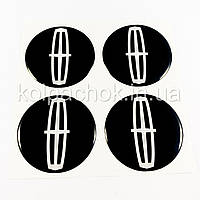 Наклейки для колпачков на диски Lincoln черные/белое лого (50мм)