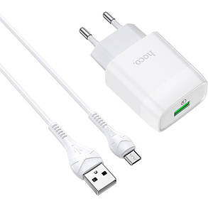 МЗП Micro USB 18W/3A/QC3.0 C72Q Hoco white, фото 1