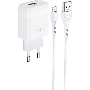 МЗП Micro USB 18W/3A/QC3.0 C72Q Hoco white, фото 3