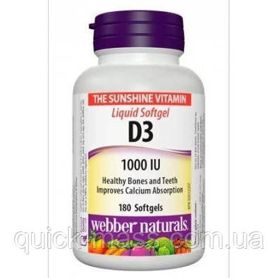 Вітамін Д3 Webber Naturals Vitamin D3 1000 IU 180 softgels
