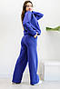 Костюм для дівчинки утеплений турецька тринитка на флісі кофта реглан і штани палацо-колір синій, фото 2