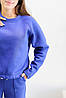 Костюм для дівчинки утеплений турецька тринитка на флісі кофта реглан і штани палацо-колір синій, фото 5