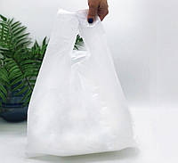 Пакет майка АКТ, 34(2х8)х55, 25 мкм, (50 шт.), HDPE харчовий, білий
