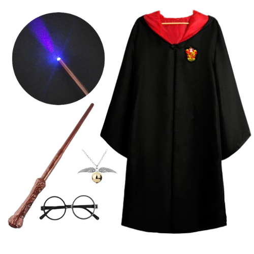 Набір чарівника Гаррі Поттер плащ, чарівна паличка (звук, світло), окуляри та ланцюжок золотий снітч