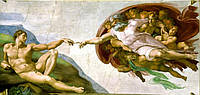 Набор Алмазная мозаика вышивка Микеланджело Буонарроти Сотворение Адама фреска Адам и Бог религия 5d 100х50 см