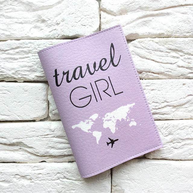 Обкладинка для паспорта Travel girl 5 (фіолетовий)