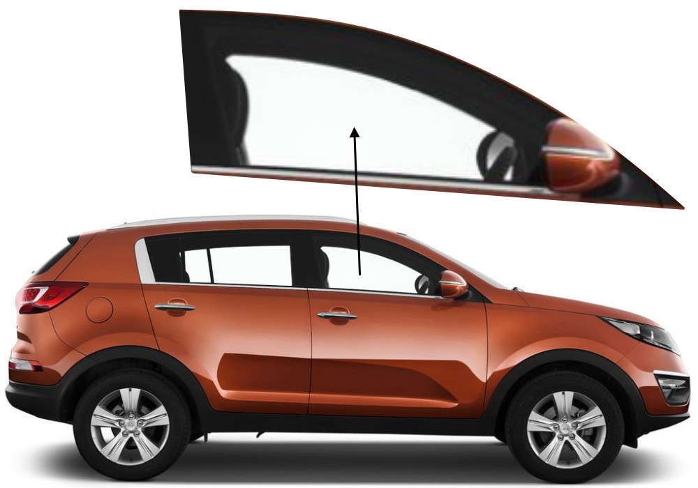 Бічне скло Kia Sportage 2010-2015 передніх дверей праве, фото 1