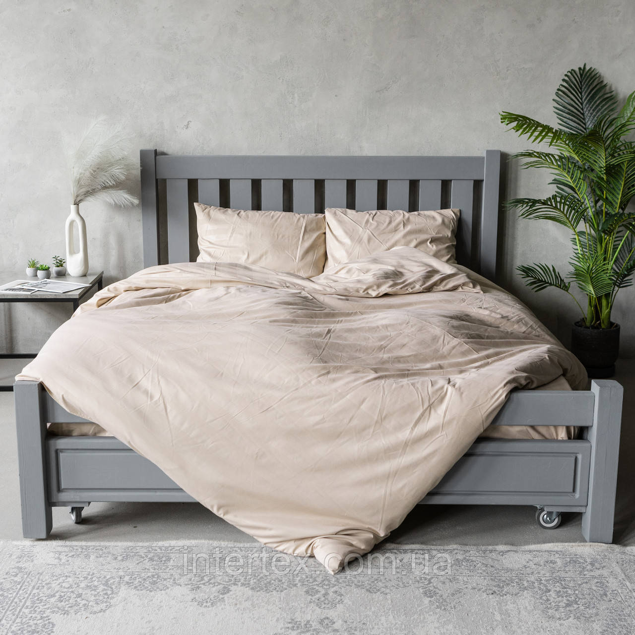 Комплект постільної білизни Страйп кавовий (півторачний), фото 1