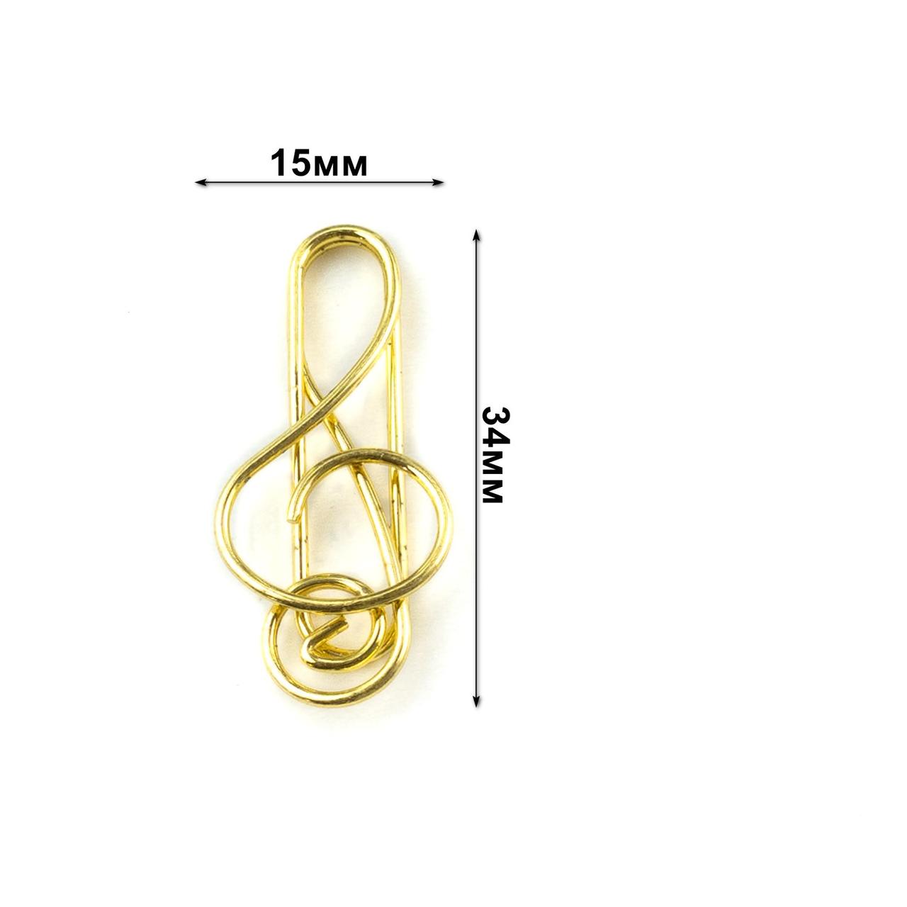 Скрепка Скрипический Ключ 15*34мм Золото 1шт SKR036 (ID#1969406342.
