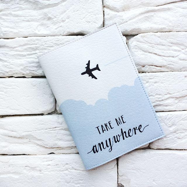 Обкладинка для паспорта Take me anywhere 2 (блакитний)