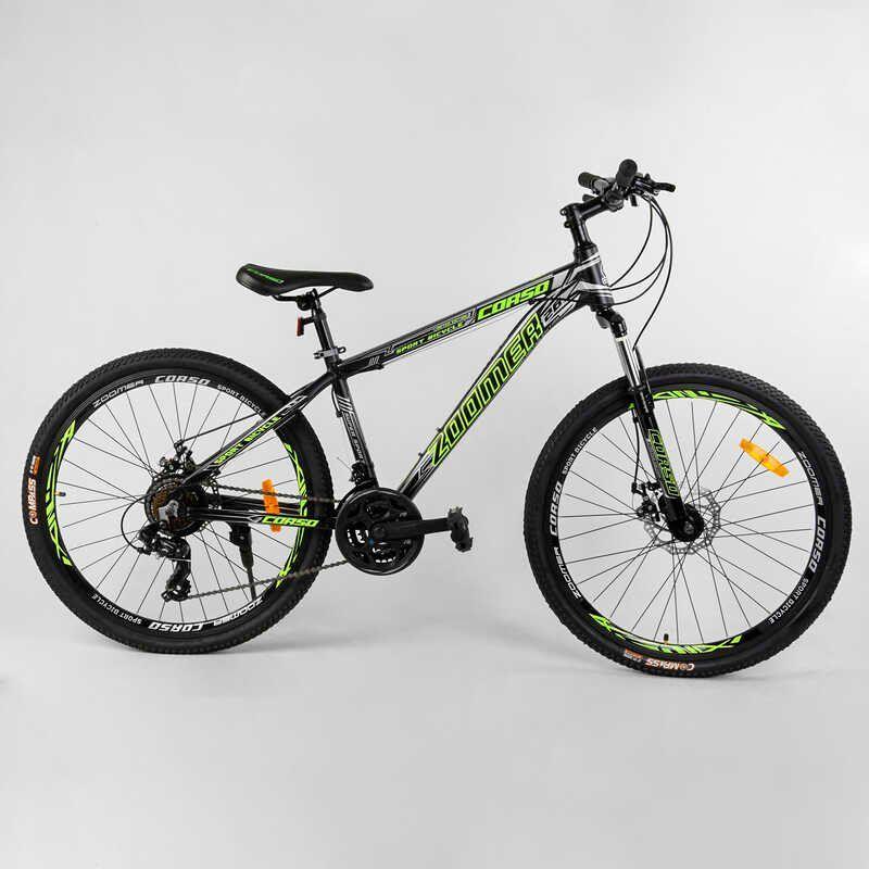 Спортивний міський велосипед CORSO «Zoomer» 24594, 26 дюймів, алюмінієва рама, Shimano, 21 швидкість, зібраний на 75%