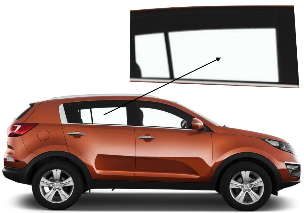 Бічне скло Kia Sportage 2010-2015 задніх дверей праве