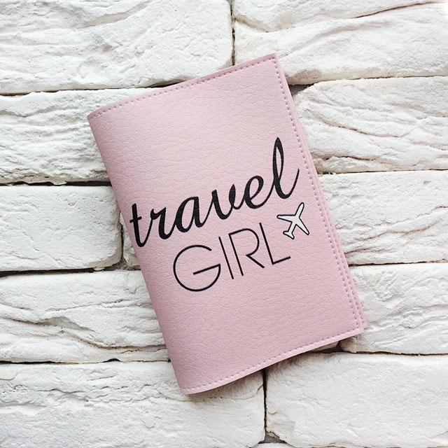Обкладинка для паспорта Travel girl 2 (рожевий)