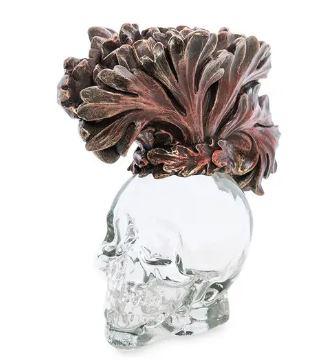 Декоративна статуетка-флакон скляний череп у єгипетському головному уборі від італійського бренду Veronese, фото 1