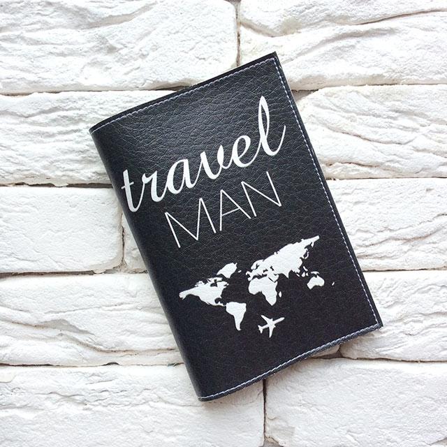 Обкладинка для паспорта Travel man (чорний)