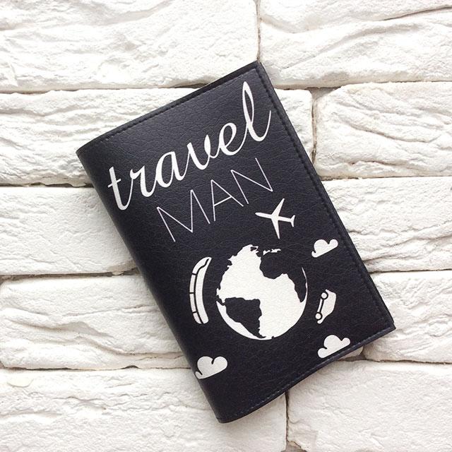 Обкладинка на паспорт Travel man 7 (чорний)