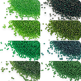 Бісер Matsuno Японія №11/0 відтінки зеленого 50г