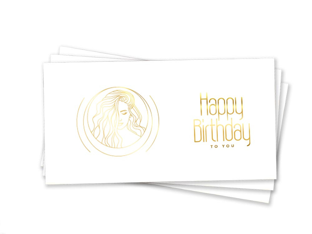 Конверт для грошей "Happy Birthday woman" (тиснення золотою фольгою)