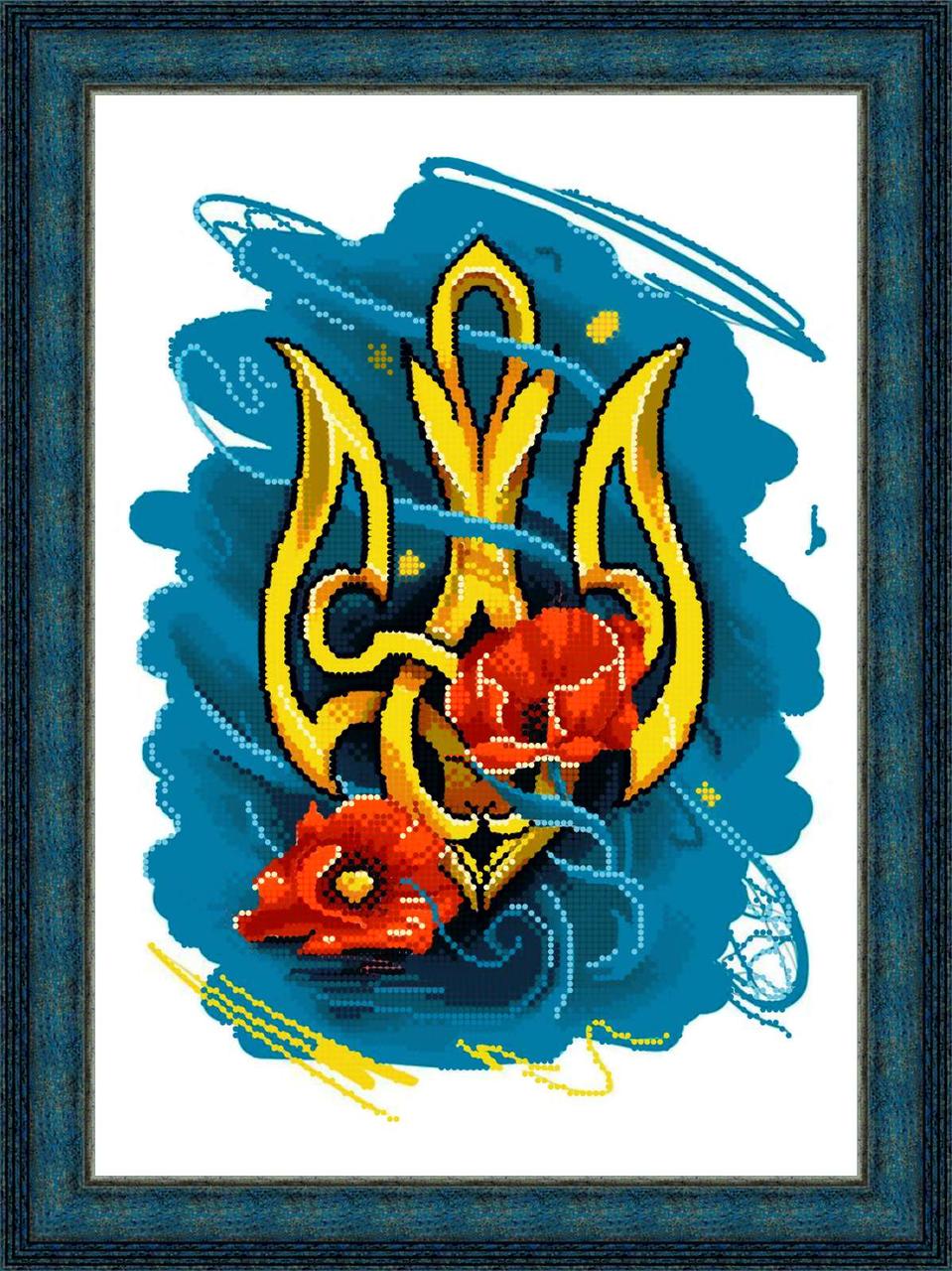 Схема для вишивки бісером Герб та маки ФР-002 (габардин), фото 1