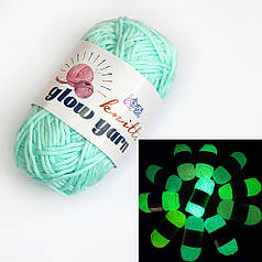 Пряжа флуоресцентна, що світиться у темряві GlowYarn 50 гр, 2 мм, 70 м, блакитний