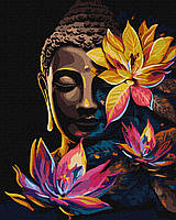 Картина за номерам - Будда з лотосами з фарбами металік extra KHO5103 ТМ Ідейка 40х50 см