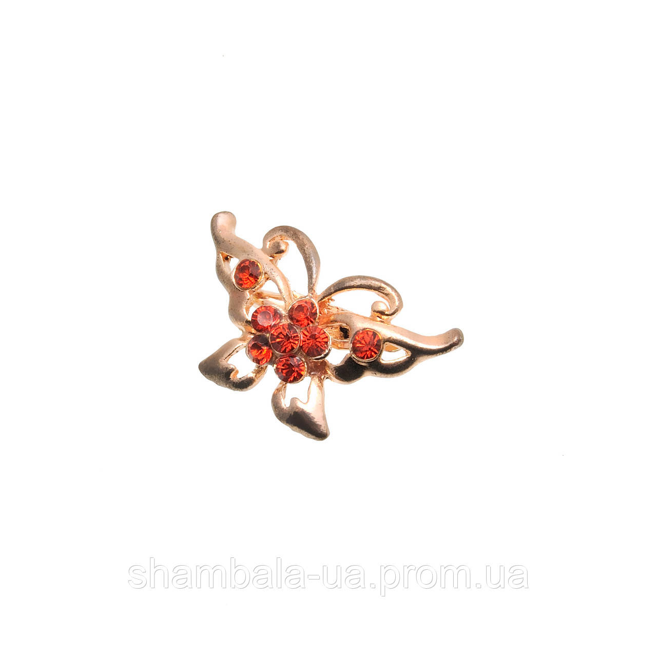 Брошка Fashion Jewerly "Метелик з червоним камінням" (007618)