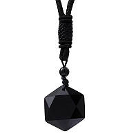 Кулон, ожерелье амулет от негатива (обсидиан) черный.