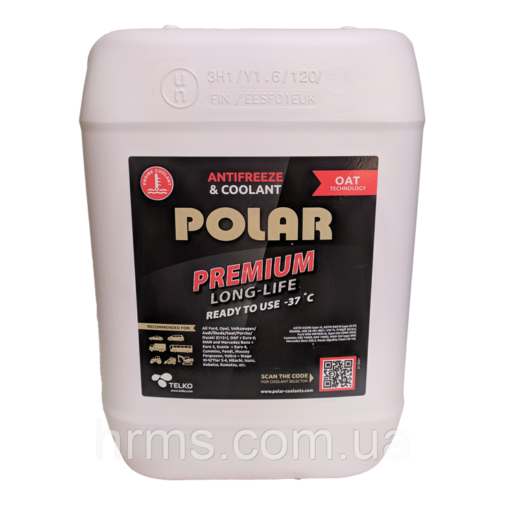 Антифриз червоний готовий - 37 град POLAR Premium Longlife Engine Coolant каністра 10 л
